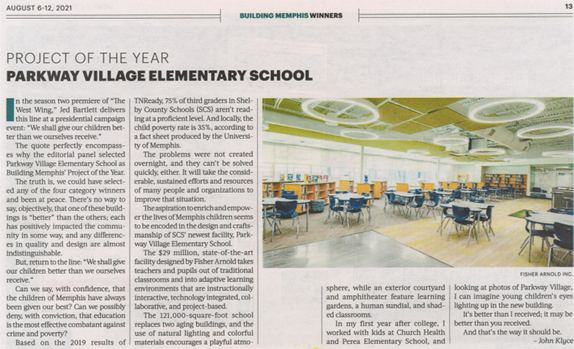 Building Memphis Project of the Year: Parkway Village Elementary